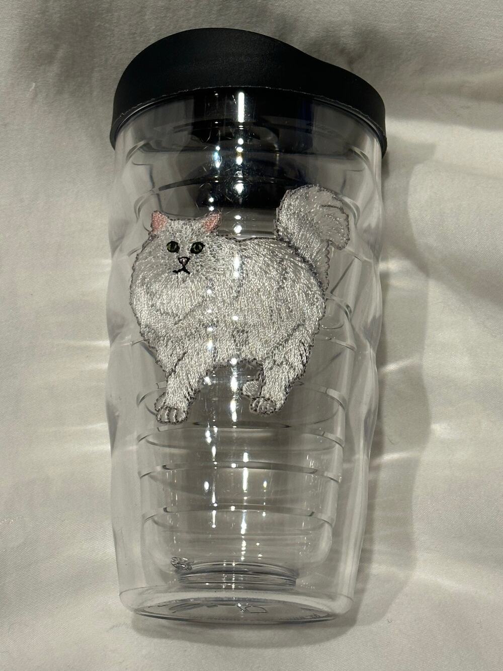 Tervis tumbler white cat decal insulated drinkware travel mug hot/cold w/ lids
